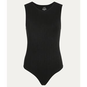 Nuuds Black Stretch Ribbed Crewneck Tank Bodysuit XS